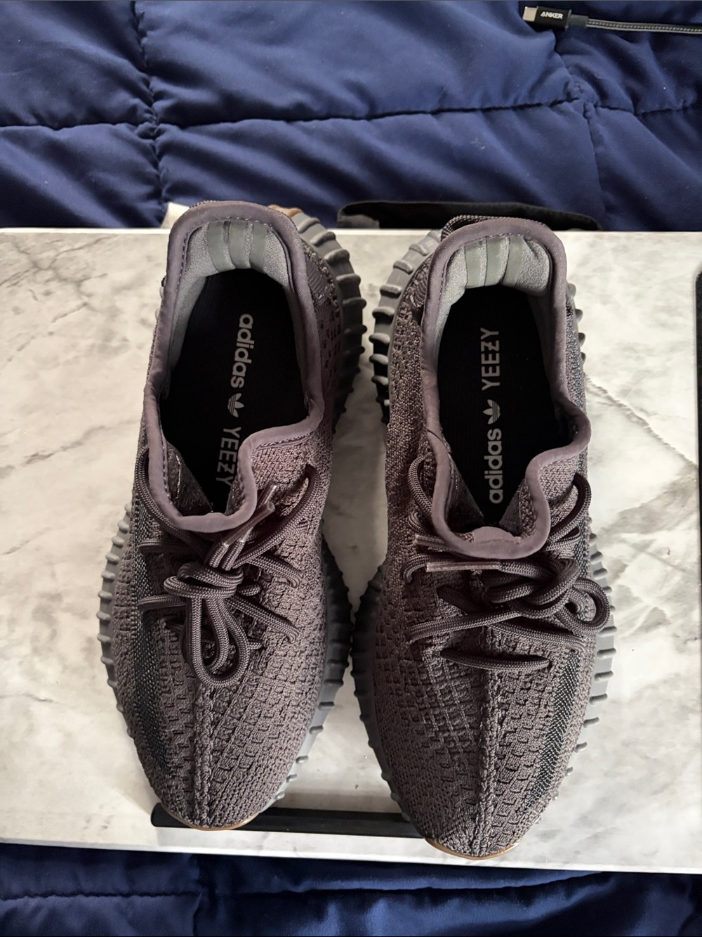 Yeezy Boost 350 V2 — Carbon / Black Knit Sneakers
